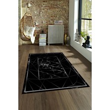 Napoli Home Dijital Baskılı Kaymaz Taban Yıkanabilir Mermer Yolluk Mutfak Salon Halısı, N-Mermer-17-Siyah,