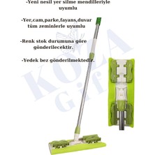 Keyfi Sepet İstediğin Bezi Tak Kullan Mandallı Kıskaçlı Her Bezle Uyumlu Mop + Yedek Bez Mor Yeşil