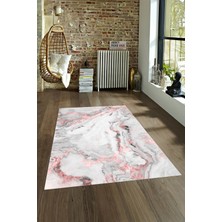 Napoli Home Dijital Baskılı Kaymaz Taban Yıkanabilir Mermer Yolluk Mutfak Salon Halısı, N-Mermer-26-Pembe,