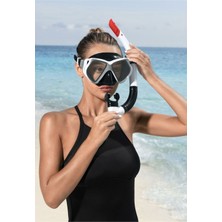 Mediterian Yüzme Dominator Pro Snorkel Set Dalış Maskesi Deniz Yüzücü Gözlüğü Gözlük Maske - Beyaz - (14 Yaş Ü