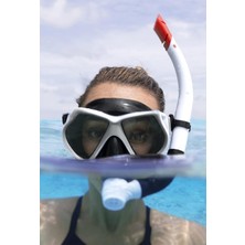 Mediterian Yüzme Dominator Pro Snorkel Set Dalış Maskesi Deniz Yüzücü Gözlüğü Gözlük Maske - Beyaz - (14 Yaş Ü