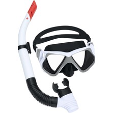 Mediterian Yüzme Dominator Pro Snorkel Set Dalış Maskesi Deniz Yüzücü Gözlüğü Gözlük Maske - Beyaz - (14 Yaş Ü