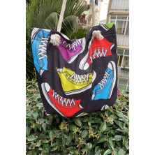 Chantaky 069 2500 Figür Desenli Fermuarlı Plaj Çantası Ayakkabı Desenli Standart