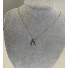 NV Jewellery Çelik Silver Gümüş Renk Balon A Harf Kolye