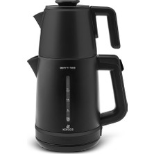 Siyah Berry Tea Xl 2 In 1 Çelik Demlikli Çay Makinesi ve Kettle Shiny Black Modern Elektrikli Çayda