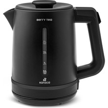 Siyah Berry Tea Xl 2 In 1 Çelik Demlikli Çay Makinesi ve Kettle Shiny Black Modern Elektrikli Çayda