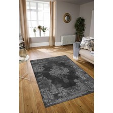 Napoli Home Dijital Baskılı Kaymaz Taban Yıkanabilir Klasik Yolluk Mutfak Salon Halısı, N-Klasik-22-Antrasit,