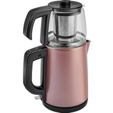 Cam Tea Glass 2 In 1 Çelik Çay Makinesi ve Kettle Rosegold Klasik 0-250 L Cam  50 Hz / 60 Hz E