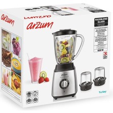 Arzum Metal AR1056 Maxiblend Glass Sürahi Blender - Çelik Gri  500 - 800 Watt Paslanmaz Çelik 1 - 2 L