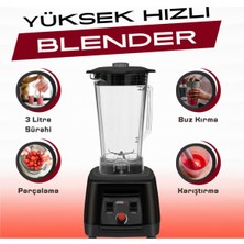 1200 Watt + Bar Blenderi Digital Kontrollü Buz Kırıcı 2200 Watt 3 Litre Kapak Sensörlü Siyah 220 -