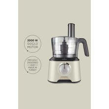 Karaca 220 - 240 V Mastermaid Power Essential Soft Cream Mutfak Robotu, Blender Seti 2000W Bej Turbo