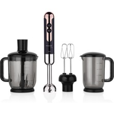 Korkmaz  li Mia Mega Siyah Rosegold Deluxe Blender Set 800 - 1200 Watt 1 - 2 L Gri