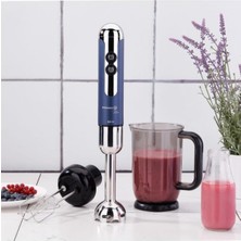 Korkmaz 1000 ml Mia Mega Azura Krom Blender Set A447-13  li Mavi Metal Paslanmaz Çe