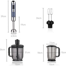 Korkmaz 800 - 1200 Watt A447-13 Mia Mega Blender Set Azura/krom Ithalatçı li  2 Kademeli Çelik