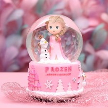 Keyfim Shop Frozen Orta Boy Işıklı Müzikli Kar Küresi-Pembe