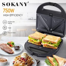 Sokany 700-1000 Watt 6'sı 1 Arada 750W Sandviç Makinesi, Waffle Makinesi, Kontak Izgarası, Donut Makinesi