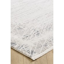 Ottofis Toscana Koleksiyonu 3.5m² 150x230cm Krem-Gri Renk %100 Polyester İplik Tüylenme ve Toz Yapmayan Düz Saçaklı Makine Halısı