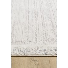 Ottofis Toscana Koleksiyonu 3.5m² 150x230cm Krem-Gri Renk %100 Polyester İplik Tüylenme ve Toz Yapmayan Düz Saçaklı Makine Halısı