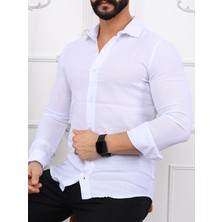 Anıl Fashion Slim Fit Krinkıl Keten Yazlık Erkek Gömlek