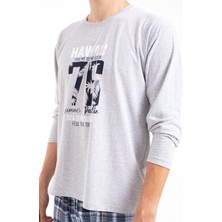 Tampap Erkek Baskılı Pijama Takımı Uzun Kollu Tampap