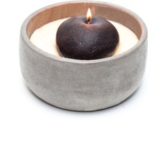 Missi Seramik Çanak Içi Gri Doğal Taş Dekorlu Black Vanilya Kokulu Vegan Mum