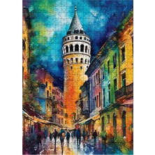 Karizma Tablo Ahşap Mdf Puzzle Yapboz Sulu Boya Istanbul Galata Kulesi 500 Parça 50*70 cm