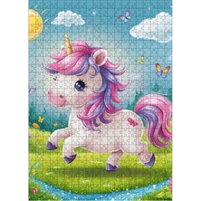 Karizma Tablo Ahşap Mdf Puzzle Yapboz Sevimli Yavru Unicorn 500 Parça 50*70 cm