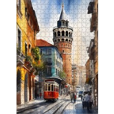 Karizma Tablo Ahşap Mdf Puzzle Yapboz Istanbul Galata Kulesi Çizimi 500 Parça 50*70 cm