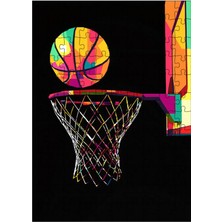 Tablomega Ahşap Mdf Puzzle Yapboz Basketbol Topu ve Potası 120 Parça 25*35 cm