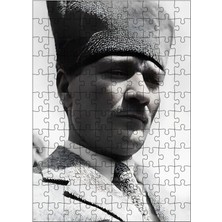 Karizma Tablo Ahşap Mdf Puzzle Yapboz Mustafa Kemal Atatürk Siyah Beyaz 120 Parça 25*35 cm