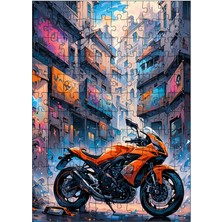 Karizma Tablo Ahşap Mdf Puzzle Yapboz Turuncu Superbike Motosiklet 120 Parça 25*35 cm