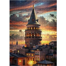 Tablomega Ahşap Mdf Puzzle Yapboz Gün Batımı Galata Kulesi 500 Parça 50*70 cm