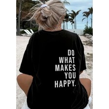 Amor Man Büyük Beden Özel Tasarım You Happy Sırt Baskılı %100 Pamuk Oversize Battal Kadın T-Shırt