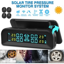 Guiwuu Güneş Kablosuz USB Tpms Araç Lastik Basıncı Izleme Sistemi Hd LCD Ekran 4 Harici Sensör Lastik Basıncı Sıcaklık Uyarısı (Yurt Dışından)