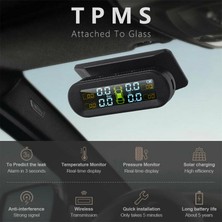 Guiwuu Güneş Kablosuz USB Tpms Araç Lastik Basıncı Izleme Sistemi Hd LCD Ekran 4 Harici Sensör Lastik Basıncı Sıcaklık Uyarısı (Yurt Dışından)