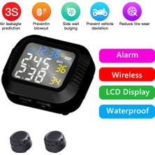 Guiwuu Su Geçirmez Motosiklet Gerçek Zamanlı Lastik Basıncı Izleme Sistemi Harici Sensör Kablosuz LCD Ekran Moto Tpms (Yurt Dışından)