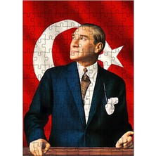 Ekart Ahşap Mdf Puzzle Yapboz Atatürk ve Türk Bayrağı 120 Parça 25*35 cm