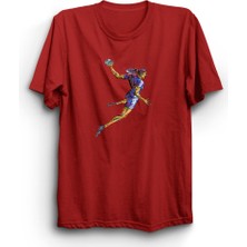 The Fame Voleybol Renkli Çizim, Volleyball S07, Oyun, Game, Baskılı, %100 Pamuk Tişört