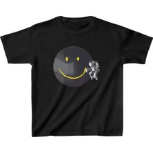 Tarz Yeri Unisex Çocuk Baskılı T-Shirt - Siyah