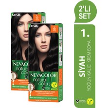 Nevacolor Nc Natural Colors 2'Li Set  1. Siyah Kalıcı Krem Saç Boyası Seti