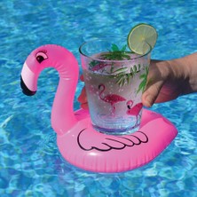 Nettenevime 10 Lu Set Pembe Flamingo Şişme Bardak Simidi Içecek Tutacağı