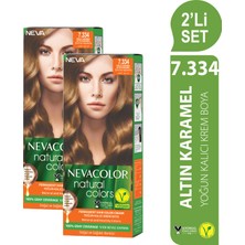 Nevacolor Natural Colors 2'Lİ SET 7.334 ALTIN KARAMEL Kalıcı Krem Saç Boyası Seti