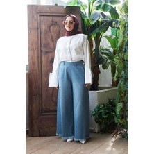 Neways 1153-DENIM Püsküllü Pantolon Etek Açık Mavi