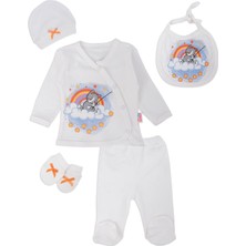 Bebelop Kız Bebek Yenidoğan Hastane Çıkışı Yıldız Baskılı Body Zıbın Badi