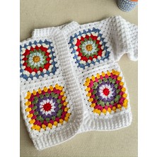 Dafne Dükkan El Örgüsü Motifli Bebekhırkası Granny Square Cardigan