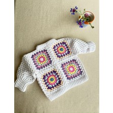 Dafne Dükkan El Örgüsü Motifli Bebekhırkası Granny Square Cardigan