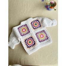 Dafne Dükkan El Örgüsü Motifli Bebekhırkası Granny Square Cardigan