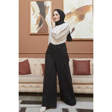 Neways 1162-GABARDIN Siyah Pantolon Etek %98 Coton Kadınlar İçin Rahat ve Şık Tasarım