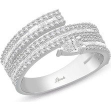 Lilarote Yılan Motifli Damla Pırlantalı Bagetli Su Yolu Pırlanta Yüzük