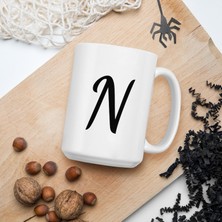 Bexdore N Monogram - Beyaz Parlak Kupa - Ingilizce Kahve Kupa